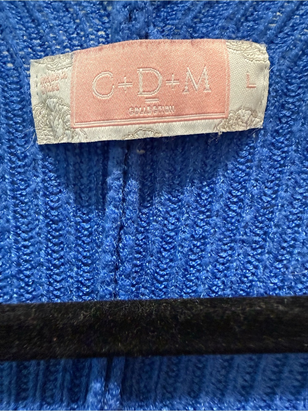 C+D+M Collection Colorblock Knit Ruana Poncho Cardigan Blue L - Picture 2 of 3